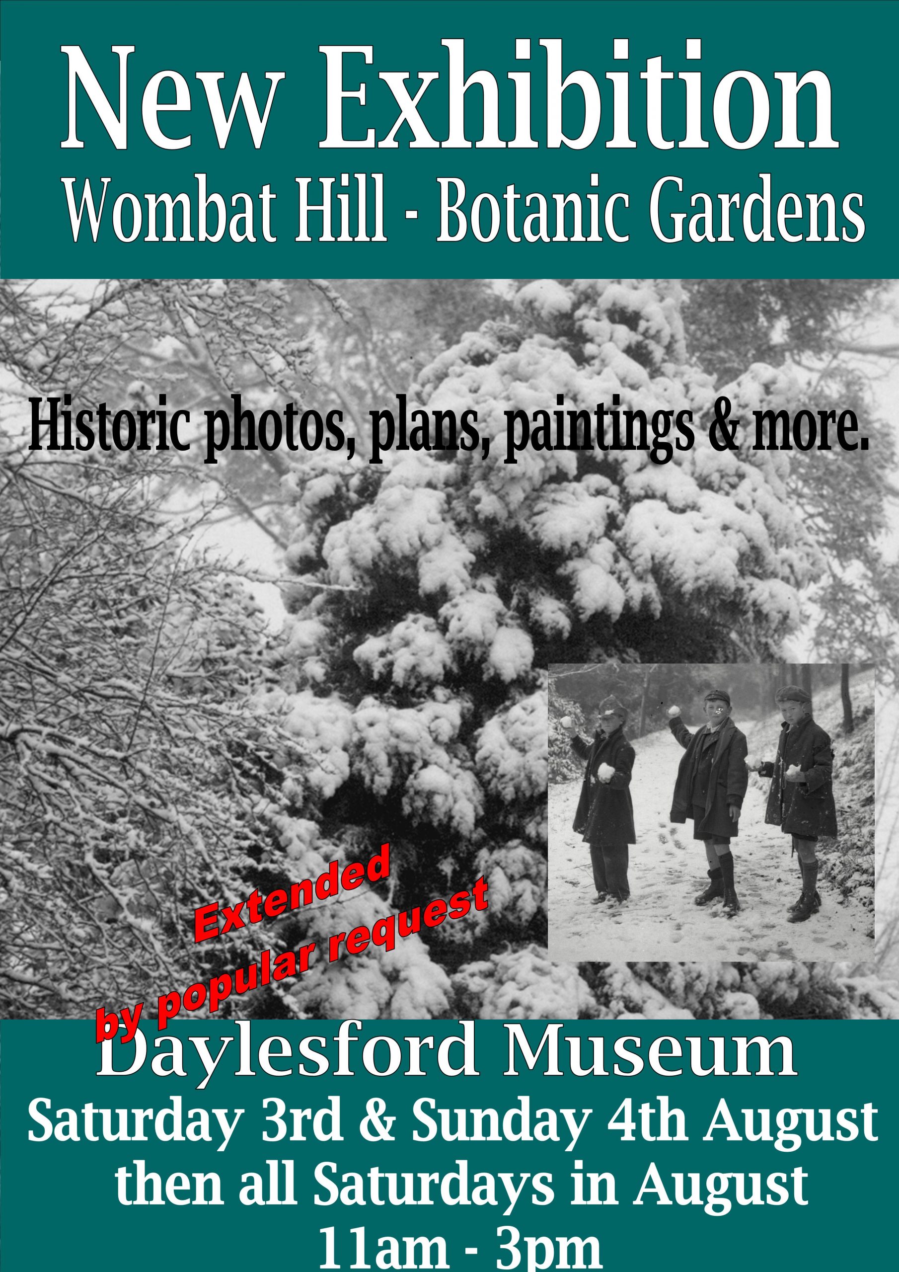A poster of detailing the Wombat Hill - Botanic Gardens exhibition.